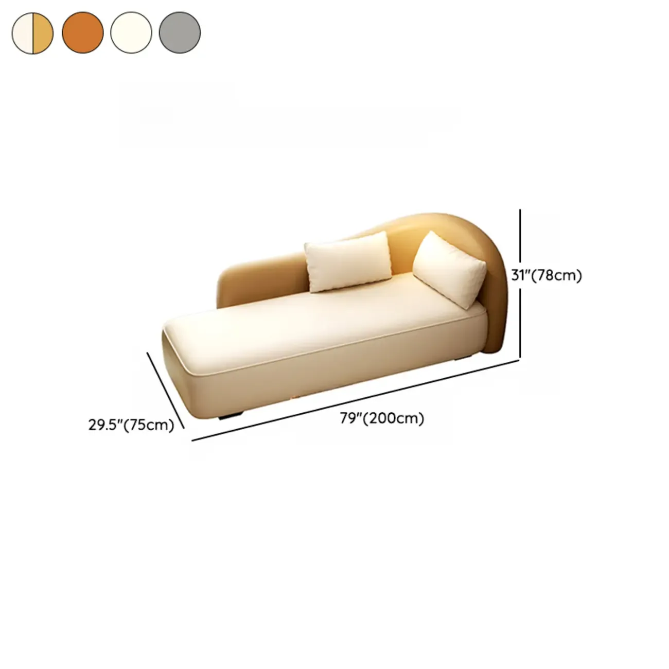 Modern Upholstered Reclining Chaise Chairs for Living Room with 2 Pillows Image - 15