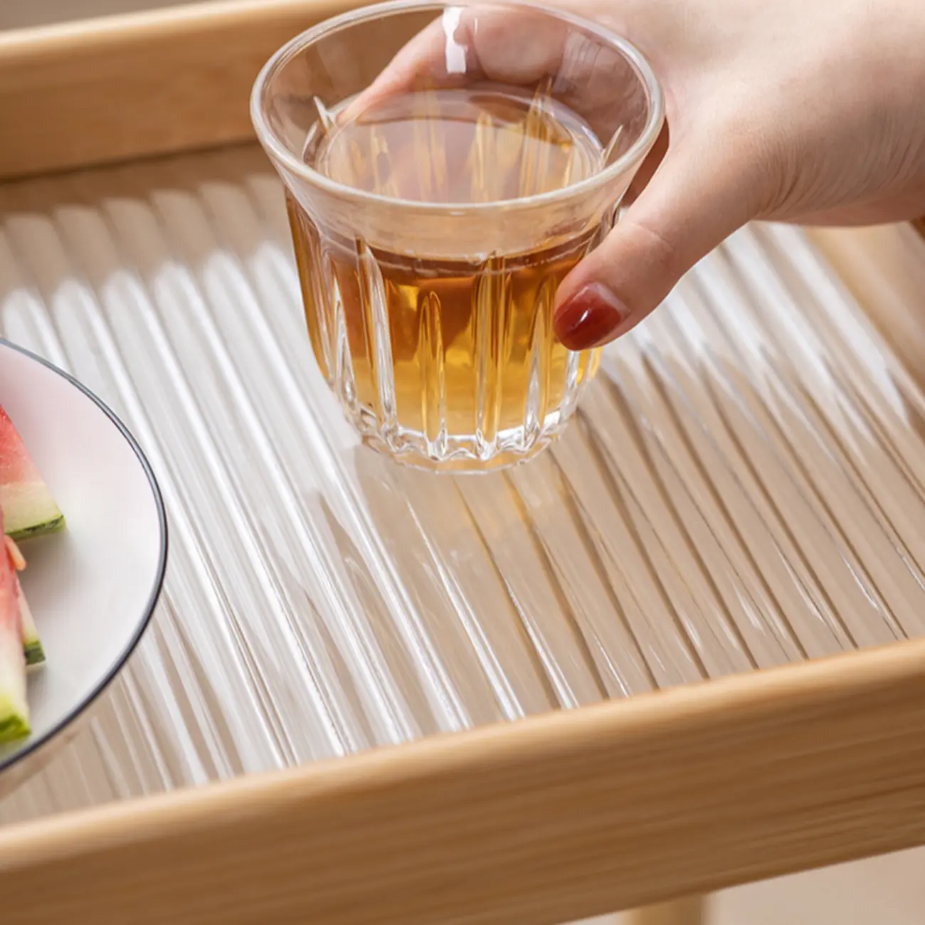 Wooden 2-Tier Side Table with Wheels for Living Room Image - 9 | homeyfad