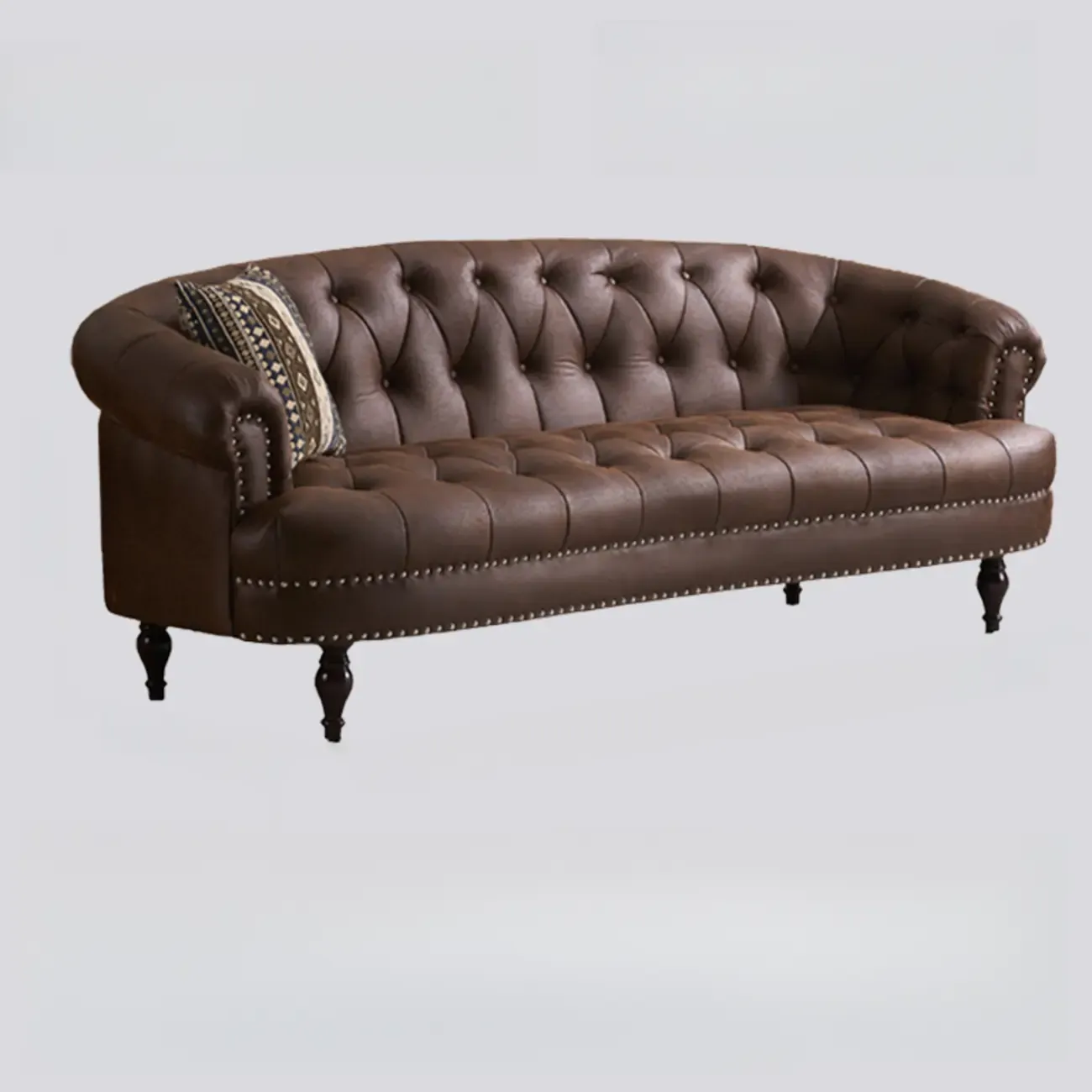 81.5" Classic Leather Flannel Loveseat 3 Seater Tuxedo Arm Sofa Image - 4