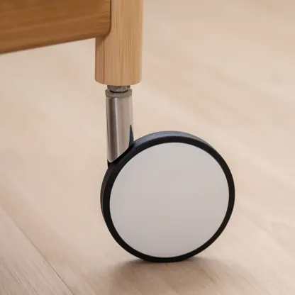 Wooden 2-Tier Side Table with Wheels for Living Room Image - 10