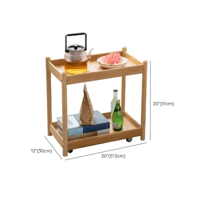 Wooden 2-Tier Side Table with Wheels for Living Room #size