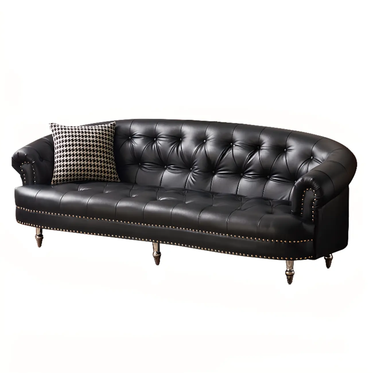 81.5" Classic Leather Flannel Loveseat 3 Seater Tuxedo Arm Sofa  Image - 10 | homeyfad