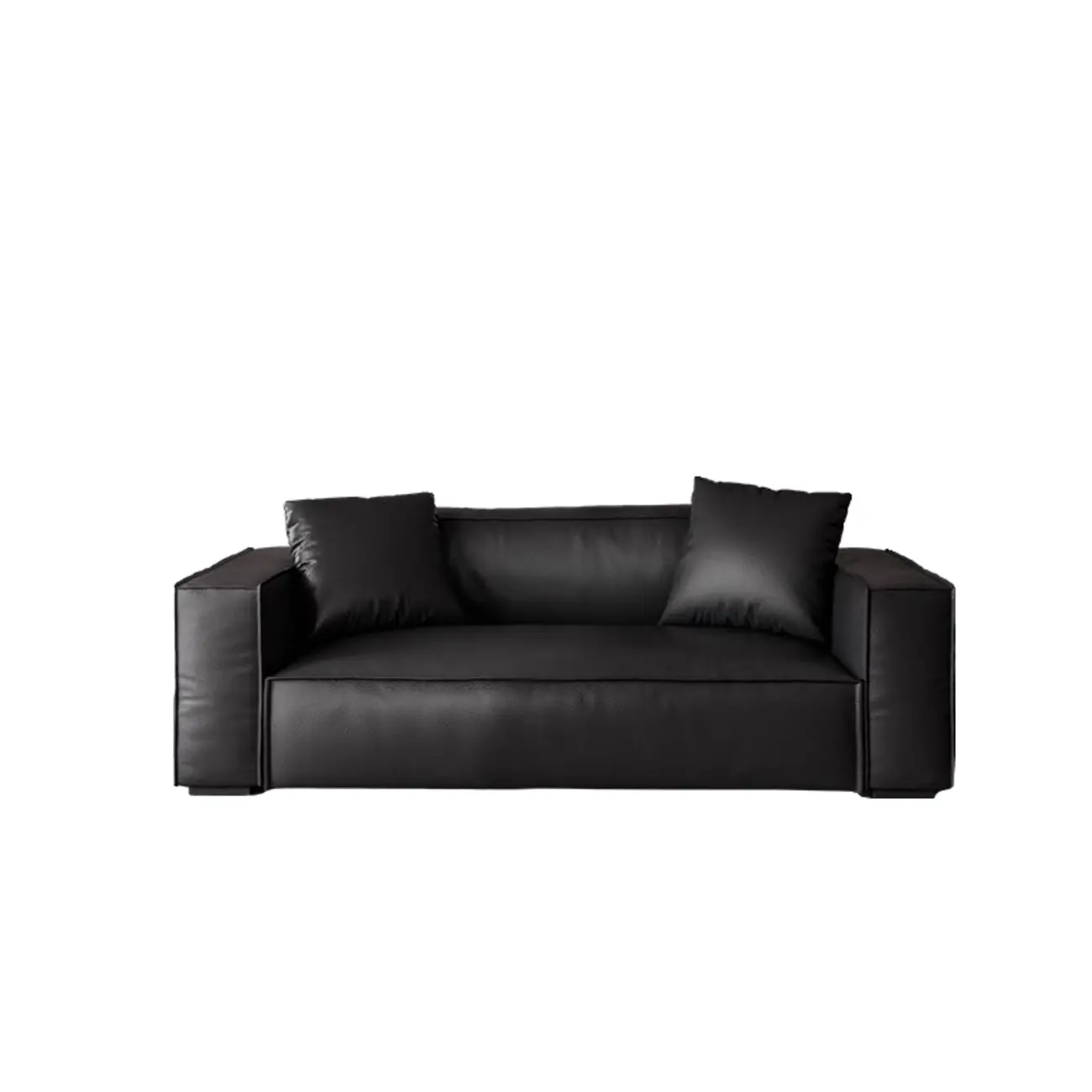Modern Black Leather Loveseat Sofa with Pillows Image - 2 | homeyfad