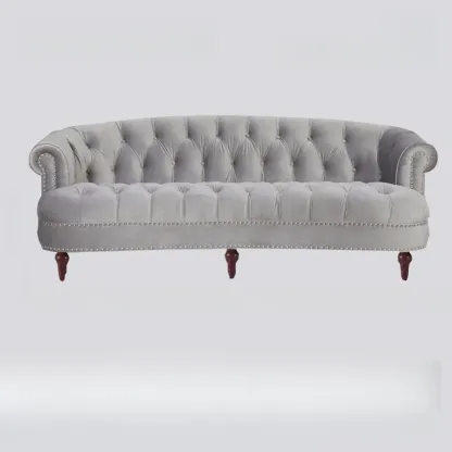 81.5" Classic Leather Flannel Loveseat 3 Seater Tuxedo Arm Sofa  Image - 15