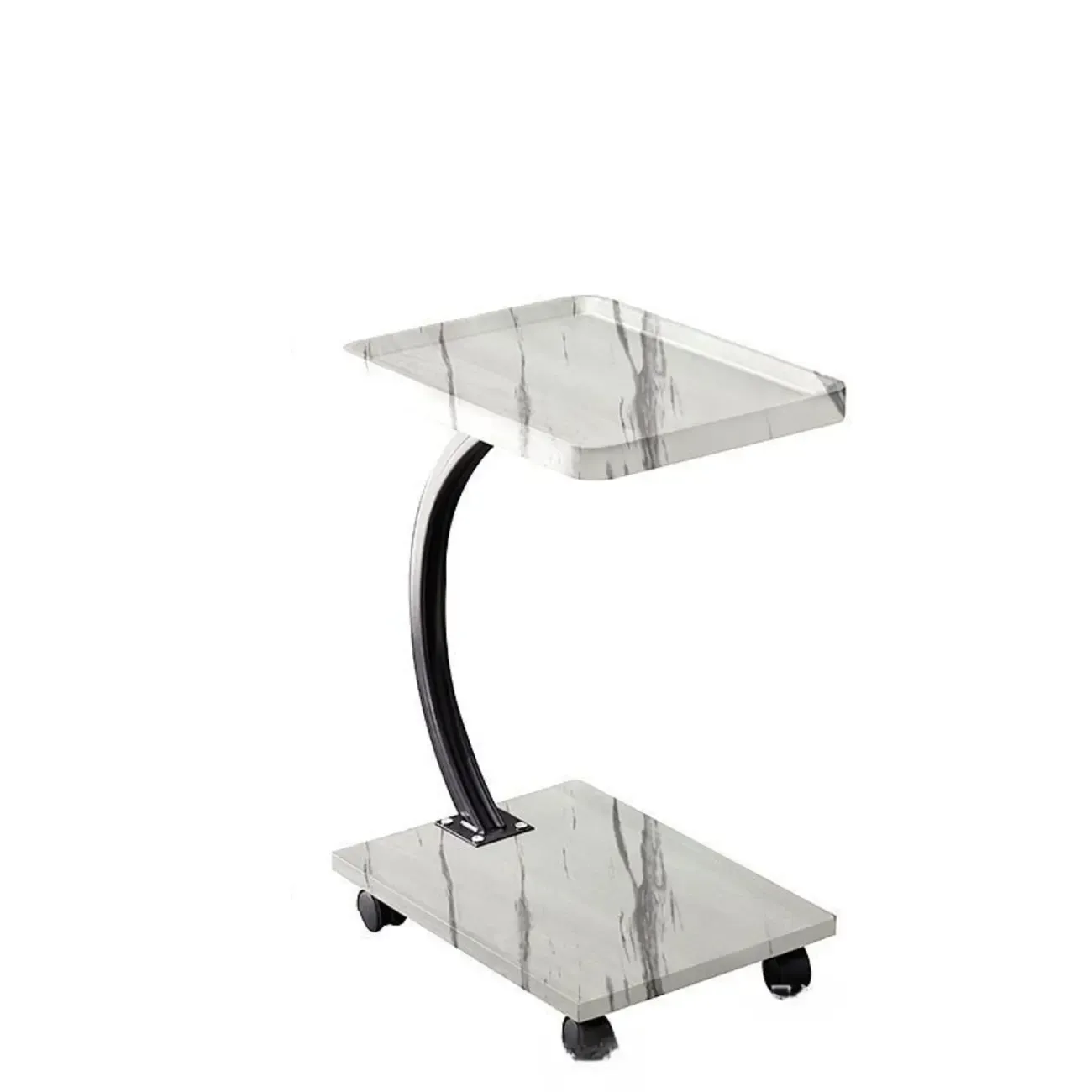 Wooden Round C-Shaped Side Table with Swivel Wheels Image - 15