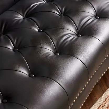 81.5" Classic Leather Flannel Loveseat 3 Seater Tuxedo Arm Sofa  Image - 16