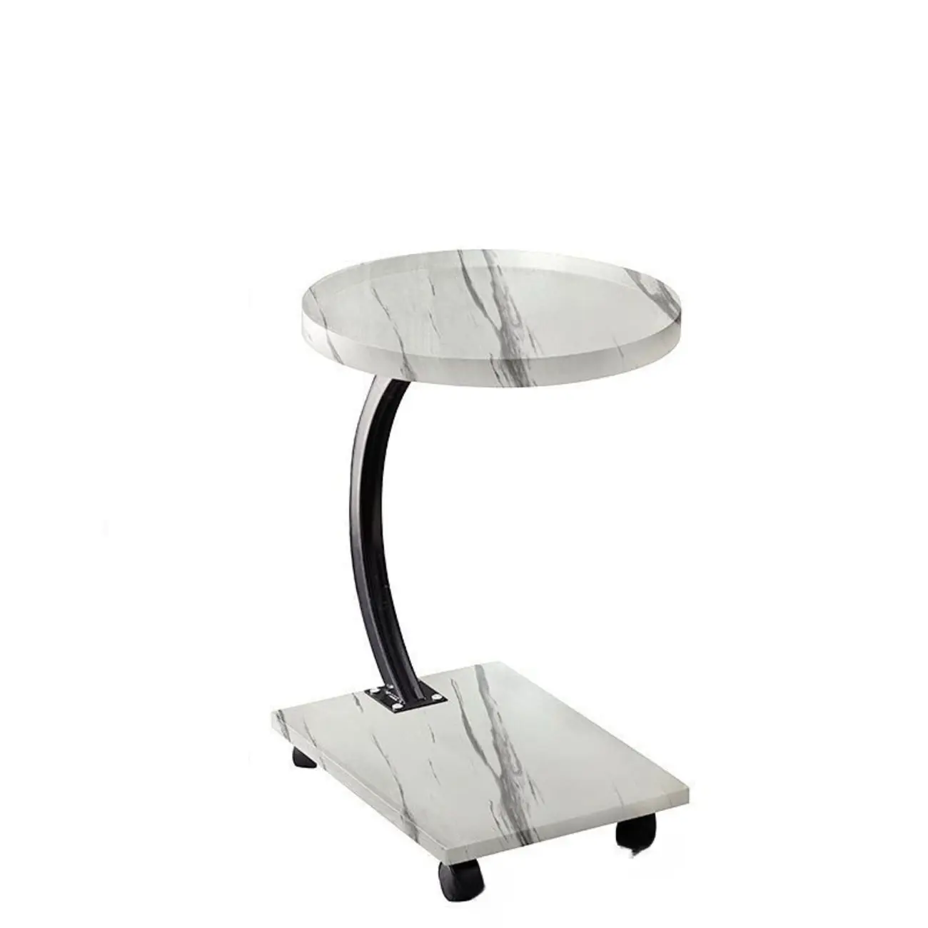 Wooden Round C-Shaped Side Table with Swivel Wheels Image - 17 | homeyfad