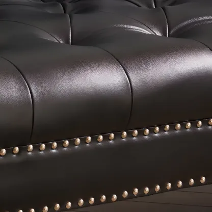 81.5" Classic Leather Flannel Loveseat 3 Seater Tuxedo Arm Sofa  Image - 17