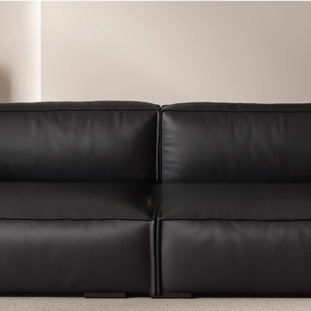 Modern Black Leather Loveseat Sofa with Pillows Image - 5 | homeyfad