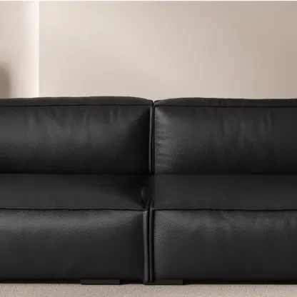Modern Black Leather Loveseat Sofa with Pillows Image - 5