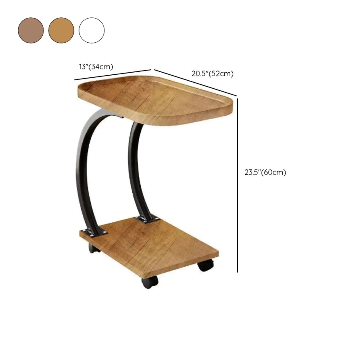 Wooden Round C-Shaped Side Table with Swivel Wheels Image - 20 | homeyfad