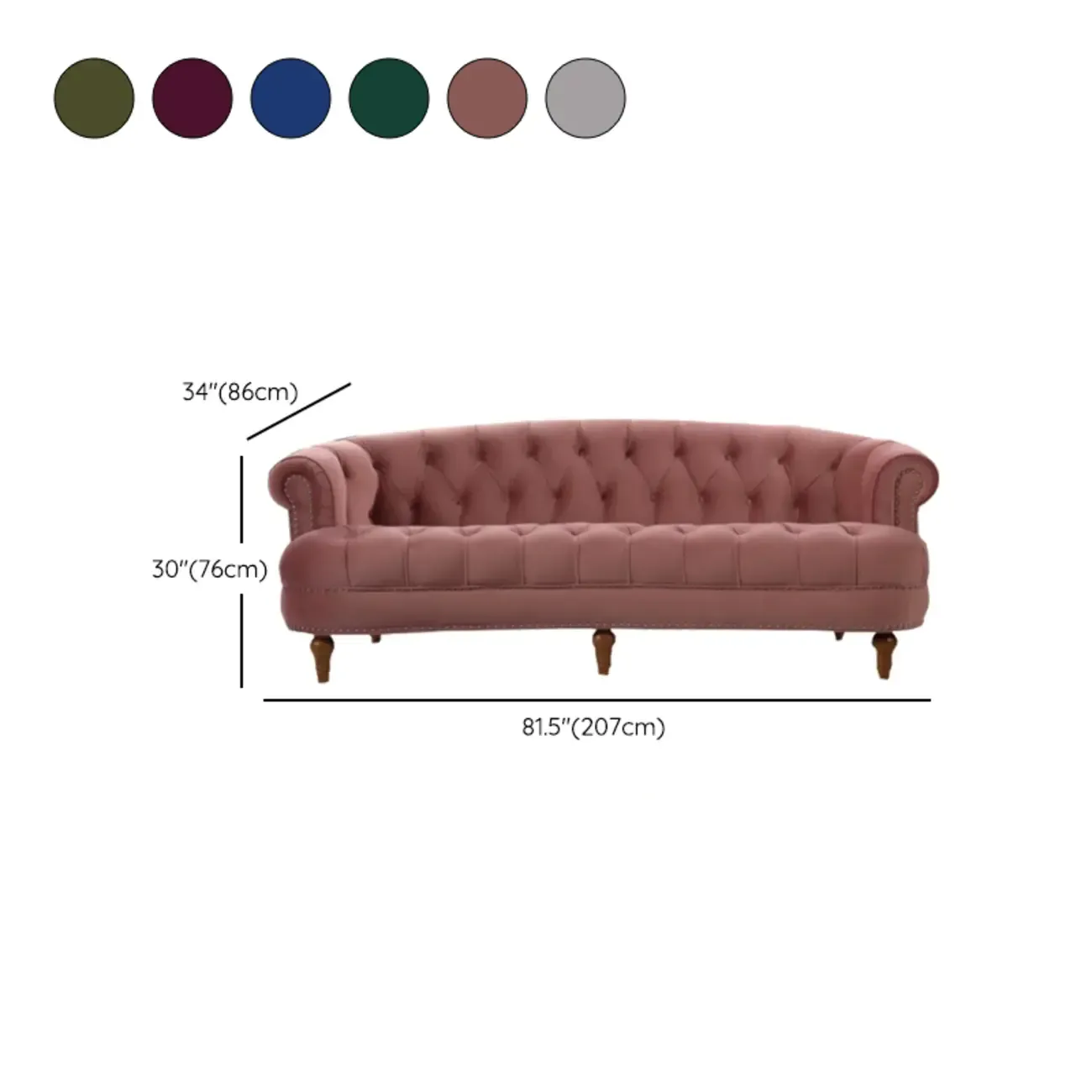 81.5" Classic Leather Flannel Loveseat 3 Seater Tuxedo Arm Sofa Image - 21