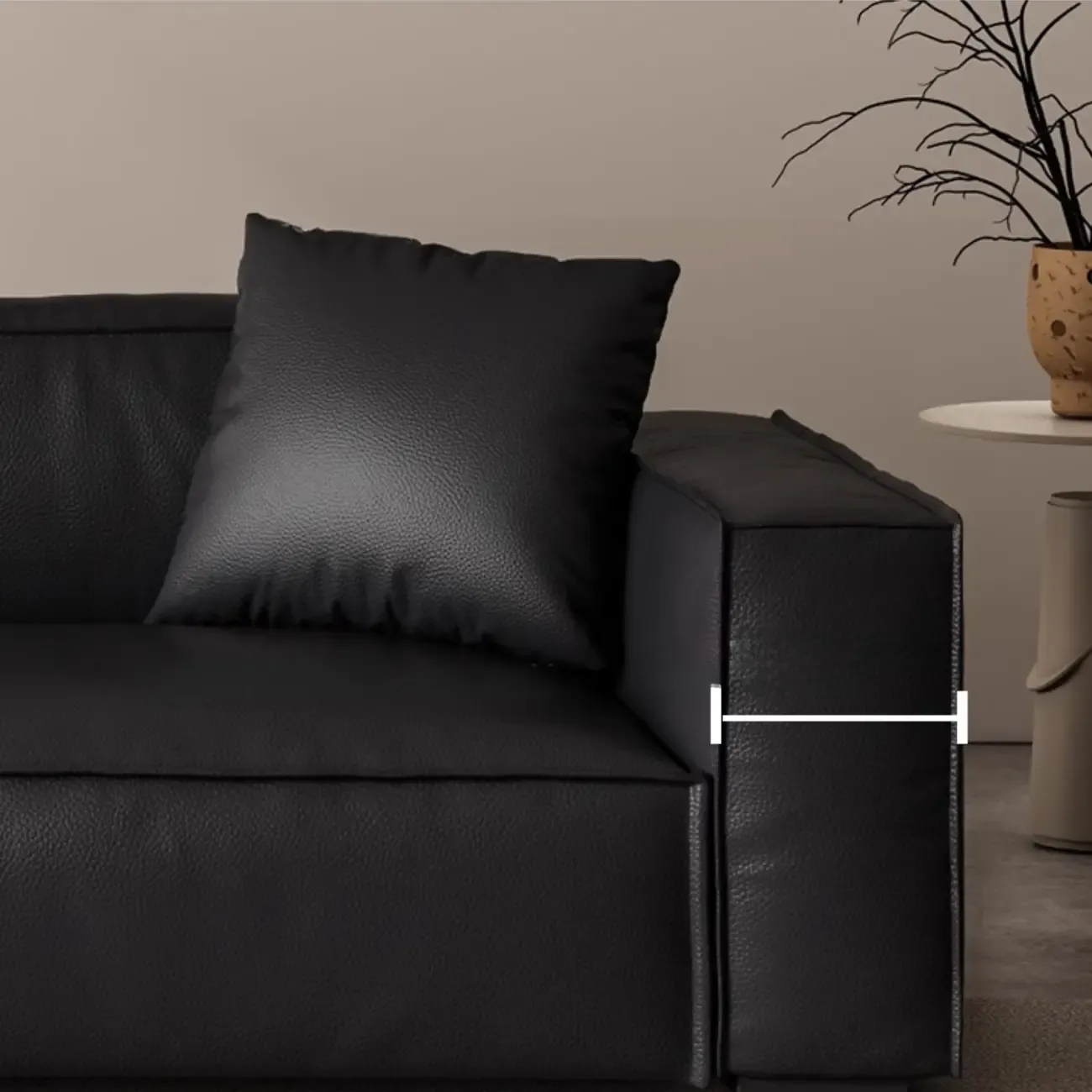 Modern Black Leather Loveseat Sofa with Pillows Image - 8