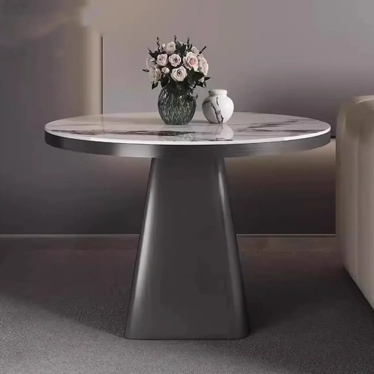 Black Square Sintered Stone Top End Table for Living Room Image - 5