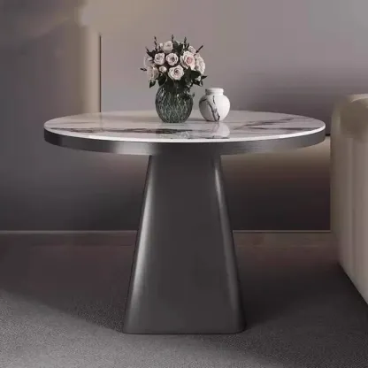 Black Square Sintered Stone Top End Table for Living Room Image - 5