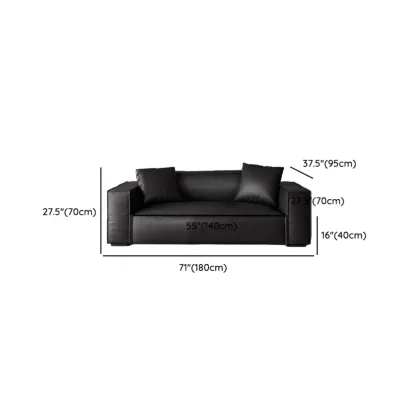 Modern Black Leather Loveseat Sofa with Pillows #size
