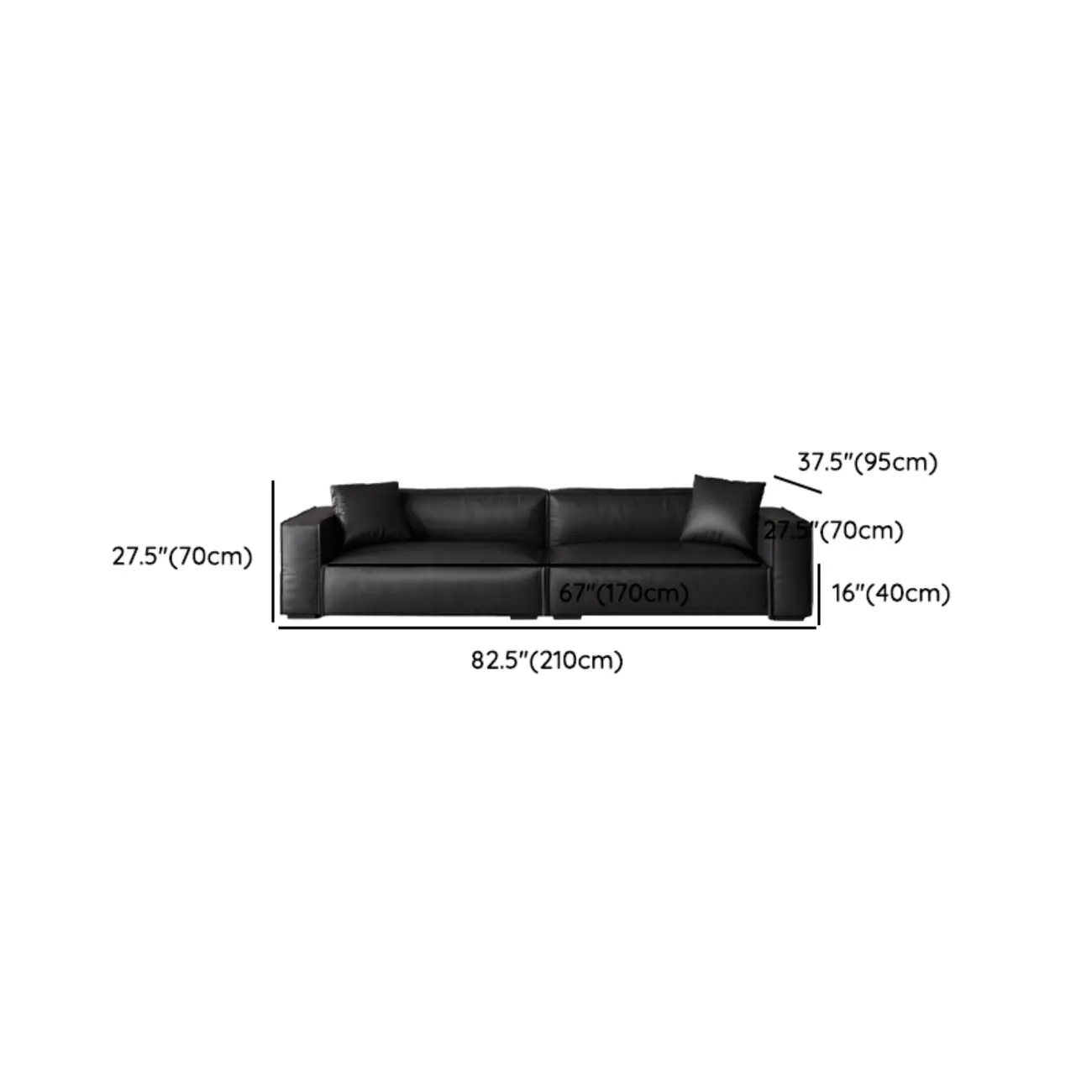 Modern Black Leather Loveseat Sofa with Pillows Image - 12 | homeyfad