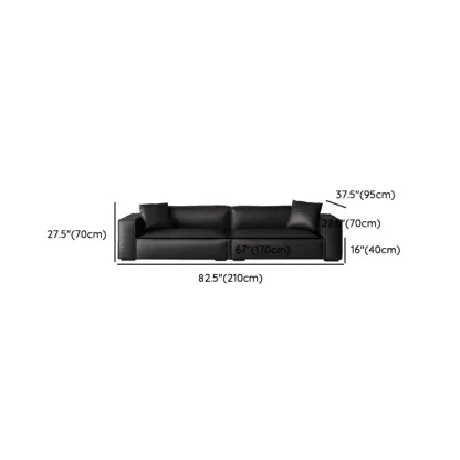 Modern Black Leather Loveseat Sofa with Pillows Image - 12