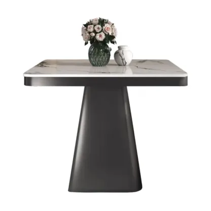 Black Square Sintered Stone Top End Table for Living Room Image - 7