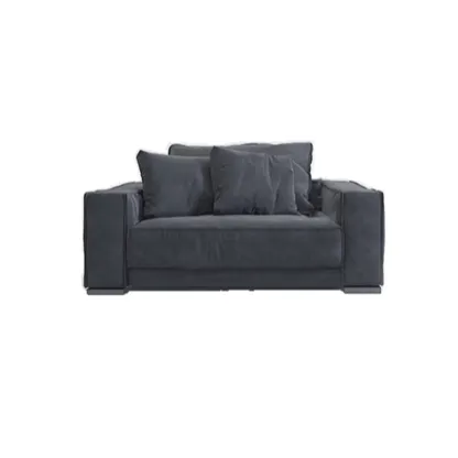 Modern Grey Nappa Sectional Sofa with Pillows for Living Room Image - 5
