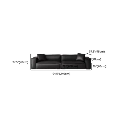 Modern Black Leather Loveseat Sofa with Pillows Image - 13