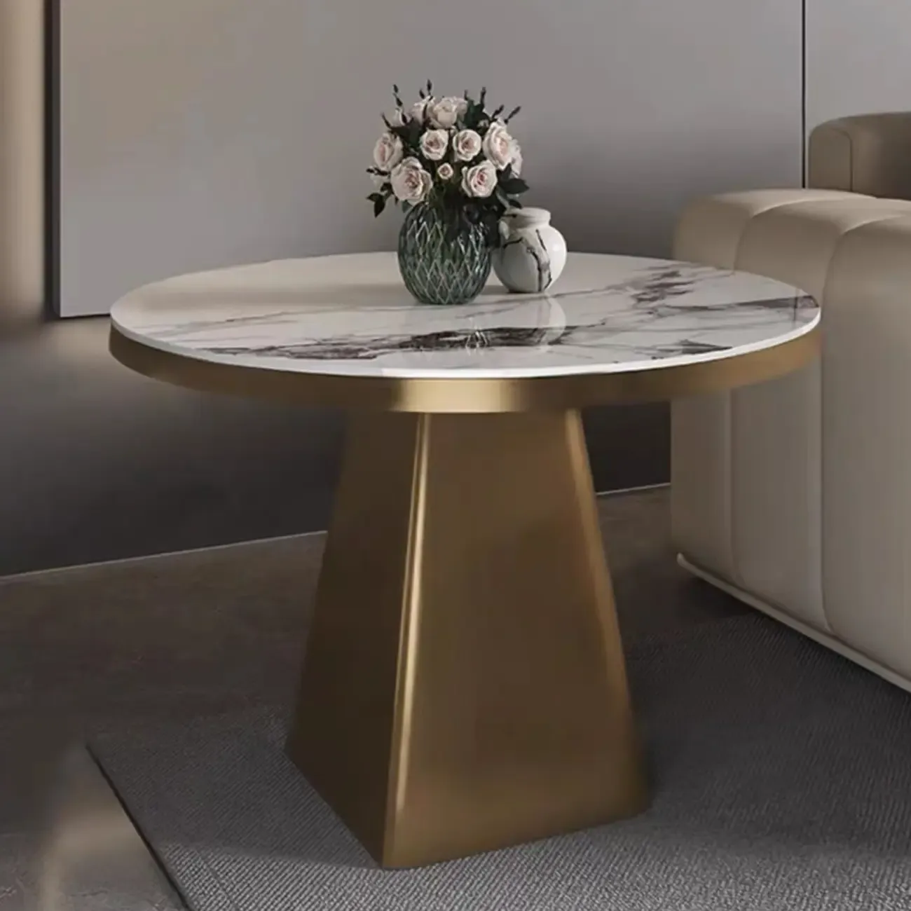 Black Square Sintered Stone Top End Table for Living Room Image - 2