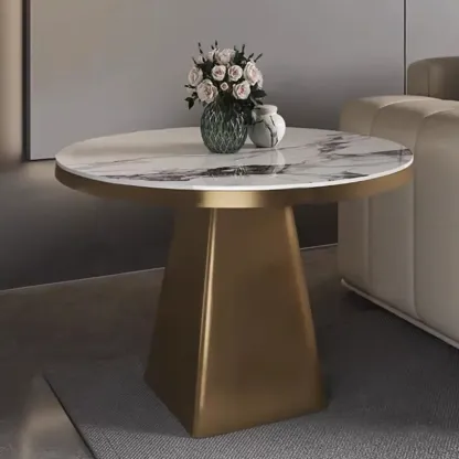 Black Square Sintered Stone Top End Table for Living Room Image - 2