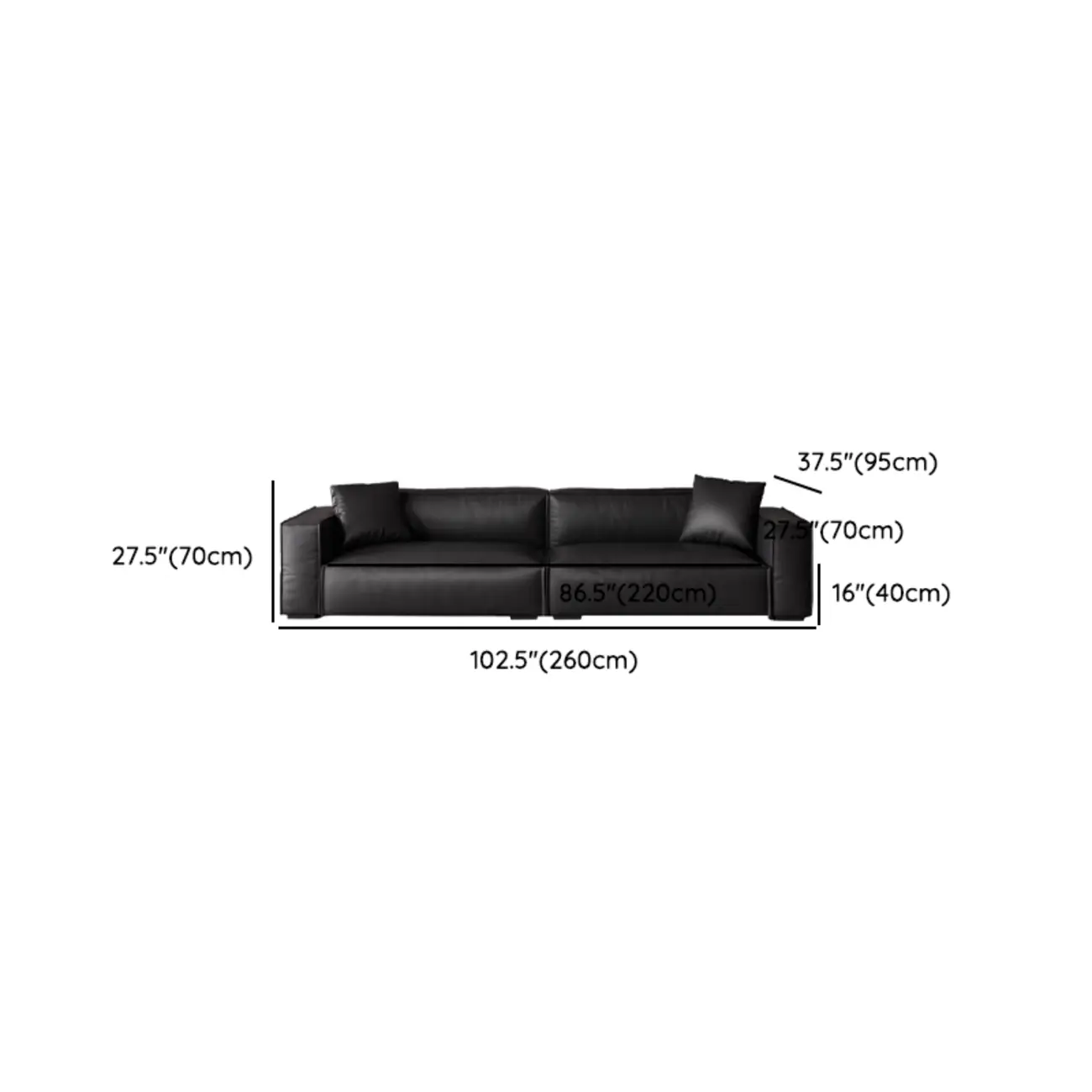 Modern Black Leather Loveseat Sofa with Pillows Image - 14 | homeyfad