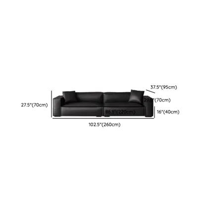 Modern Black Leather Loveseat Sofa with Pillows Image - 14
