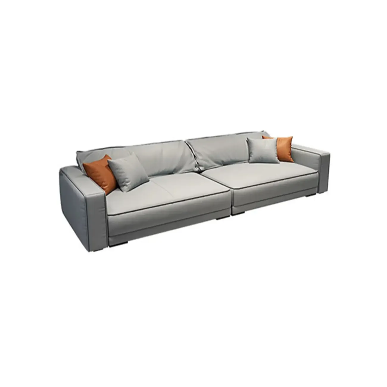 Modern Grey Nappa Sectional Sofa with Pillows for Living Room Image - 7