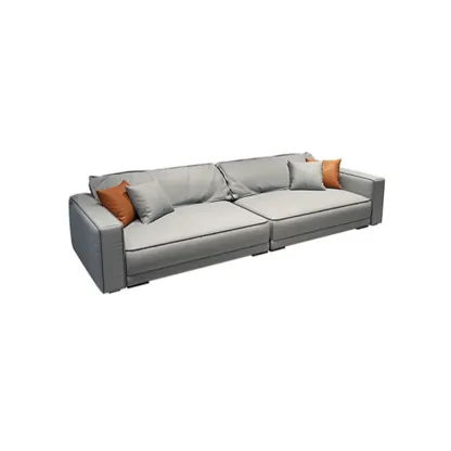 Modern Grey Nappa Sectional Sofa with Pillows for Living Room Image - 7