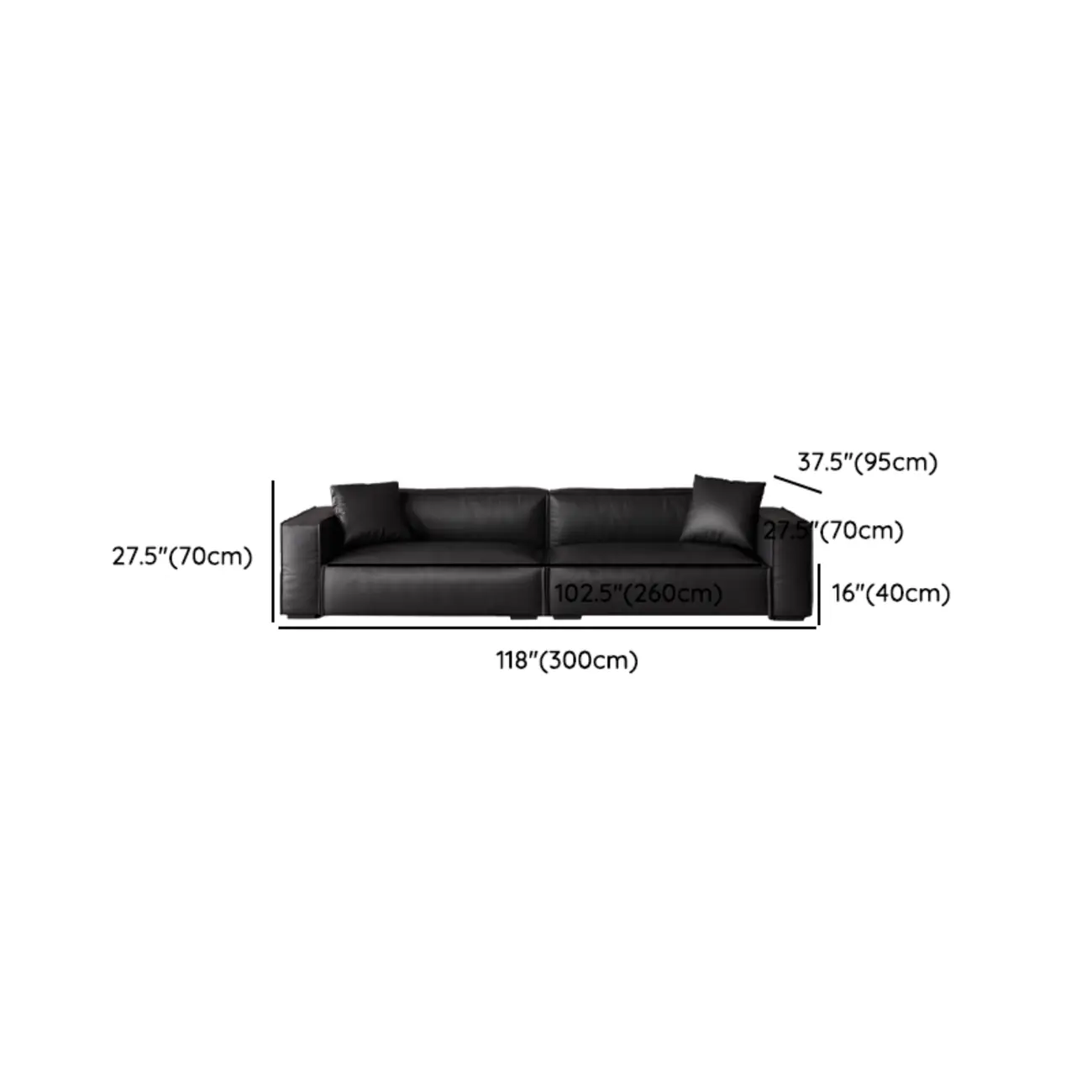 Modern Black Leather Loveseat Sofa with Pillows Image - 16 | homeyfad