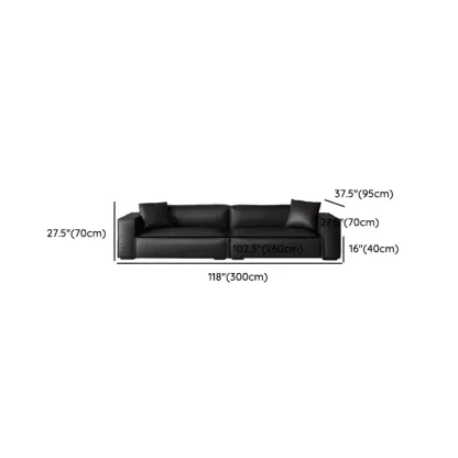 Modern Black Leather Loveseat Sofa with Pillows Image - 16