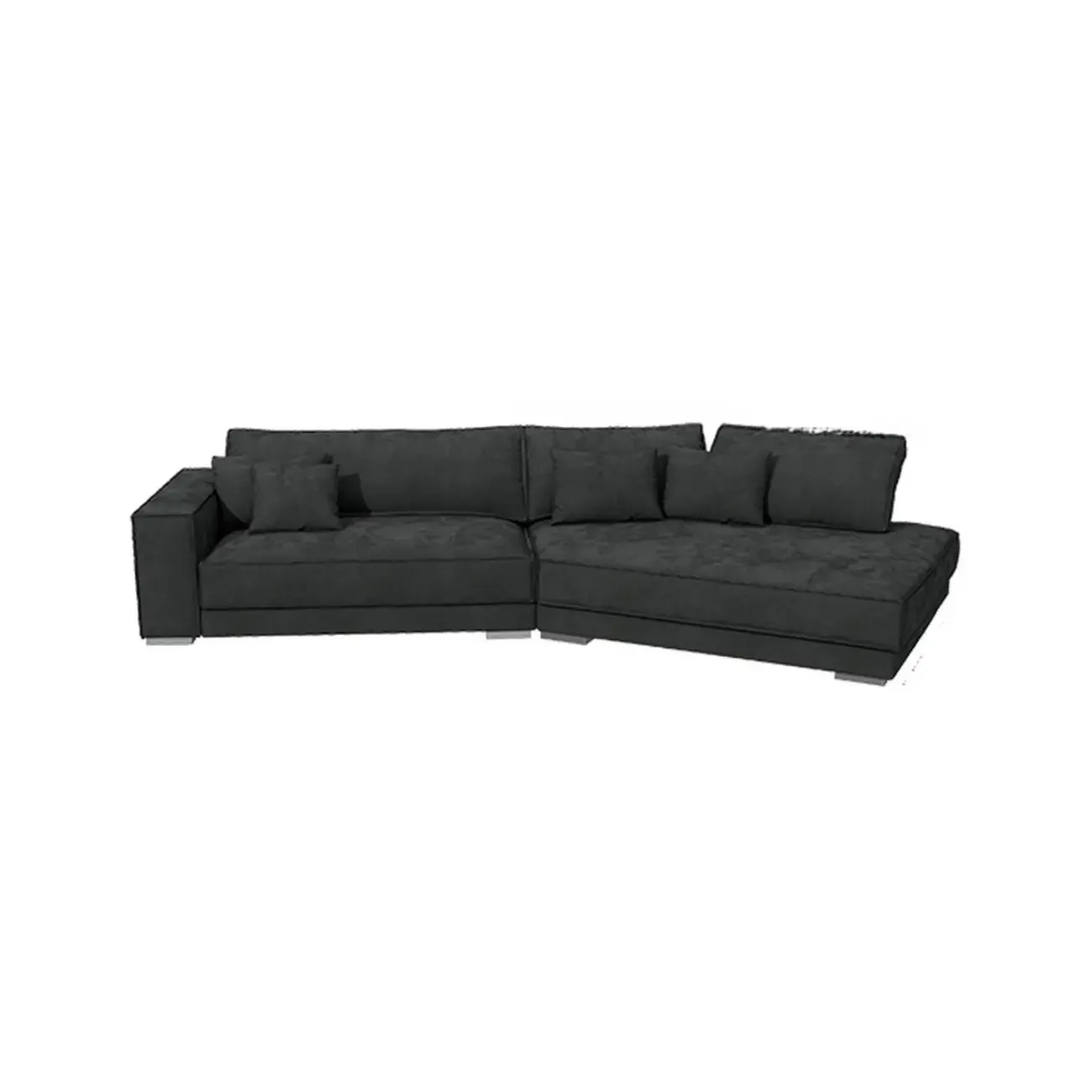 Modern Grey Nappa Sectional Sofa with Pillows for Living Room Image - 8