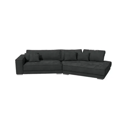 Modern Grey Nappa Sectional Sofa with Pillows for Living Room Image - 8