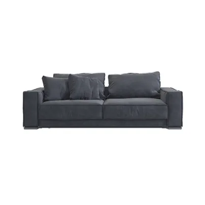 Modern Grey Nappa Sectional Sofa with Pillows for Living Room Image - 10