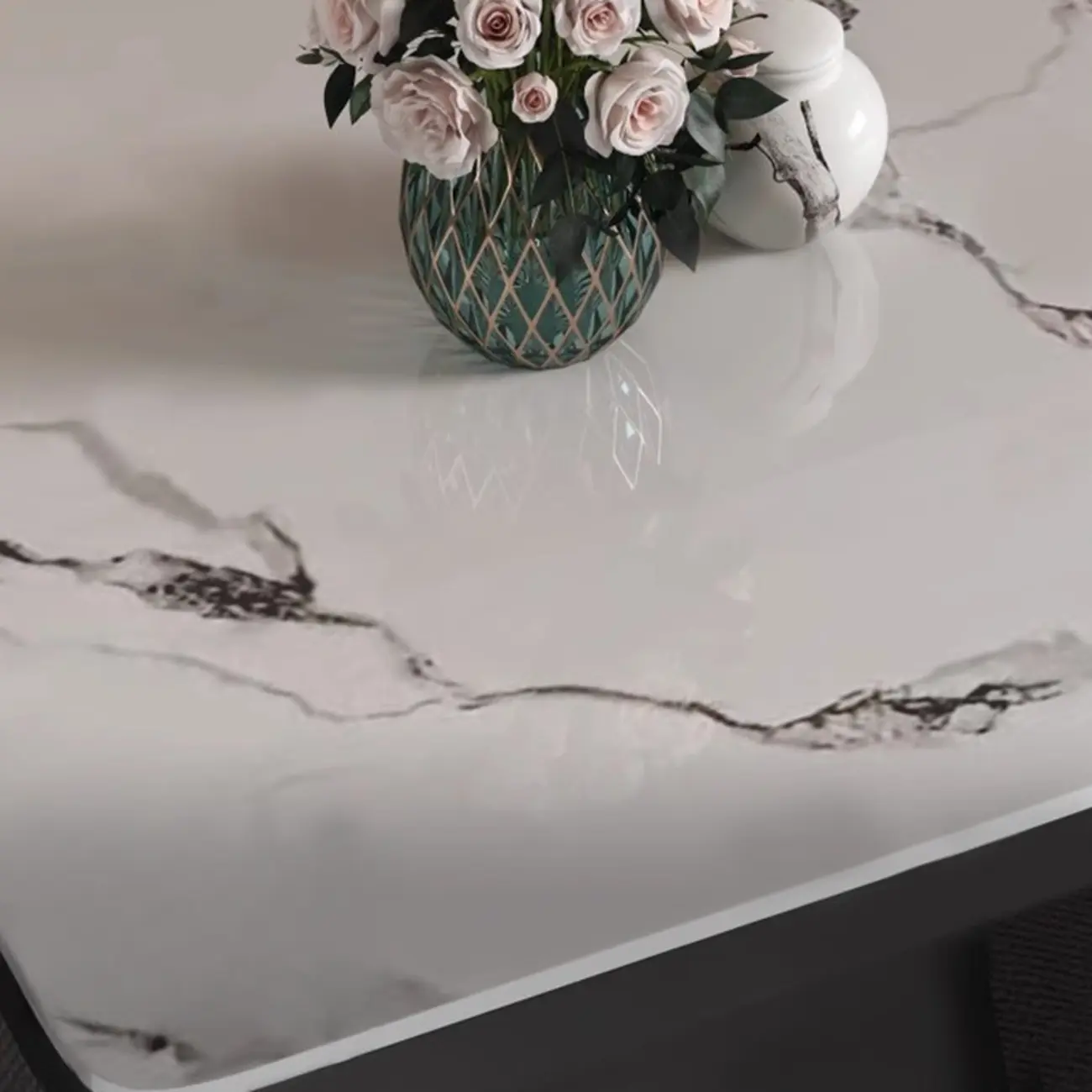 Black Square Sintered Stone Top End Table for Living Room Image - 11 | homeyfad