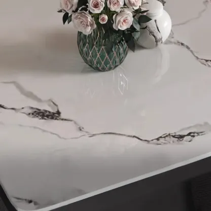 Black Square Sintered Stone Top End Table for Living Room Image - 11