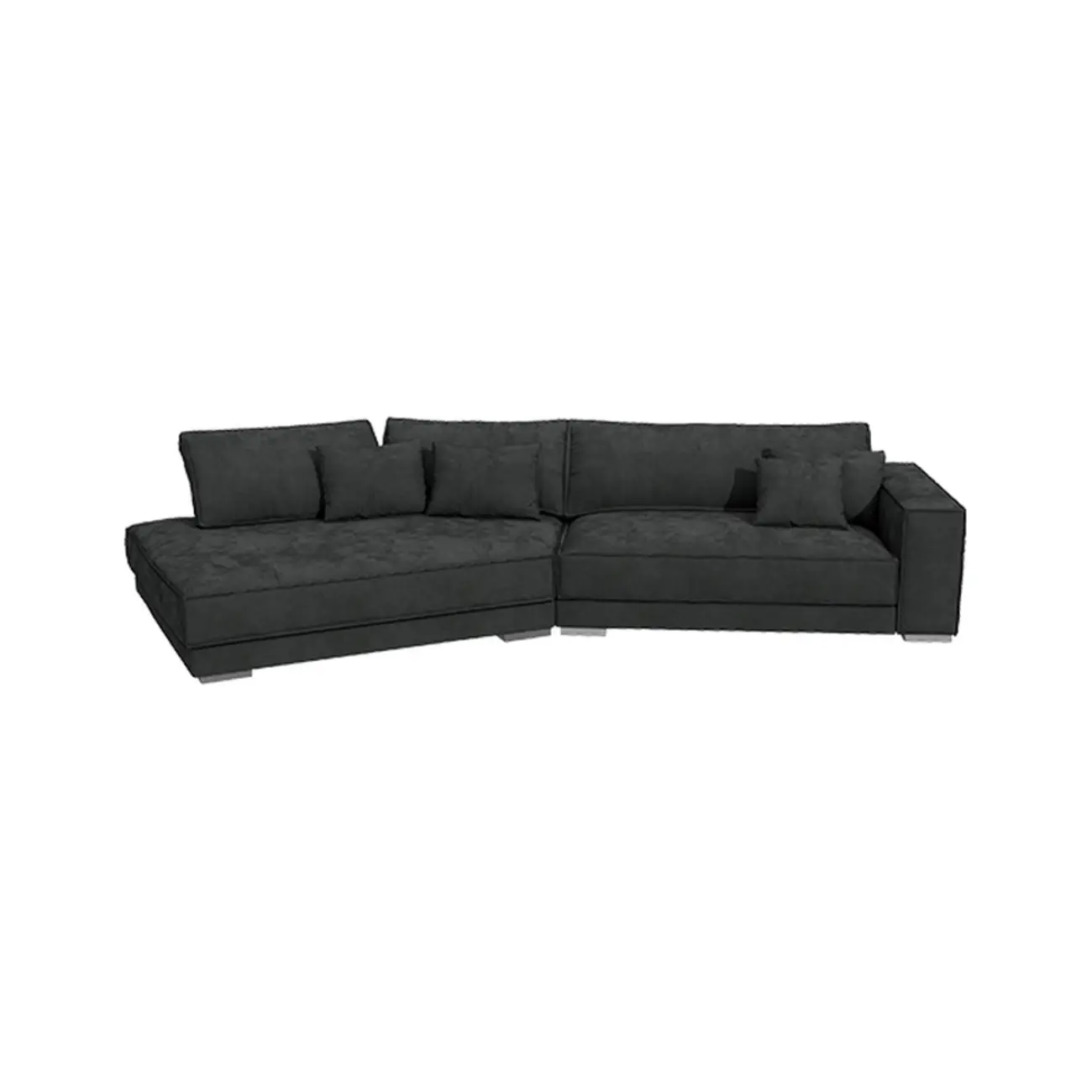Modern Grey Nappa Sectional Sofa with Pillows for Living Room Image - 12 | homeyfad