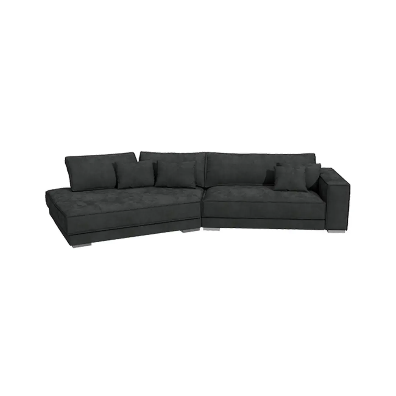 Modern Grey Nappa Sectional Sofa with Pillows for Living Room Image - 12