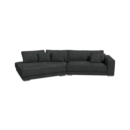 Modern Grey Nappa Sectional Sofa with Pillows for Living Room Image - 12