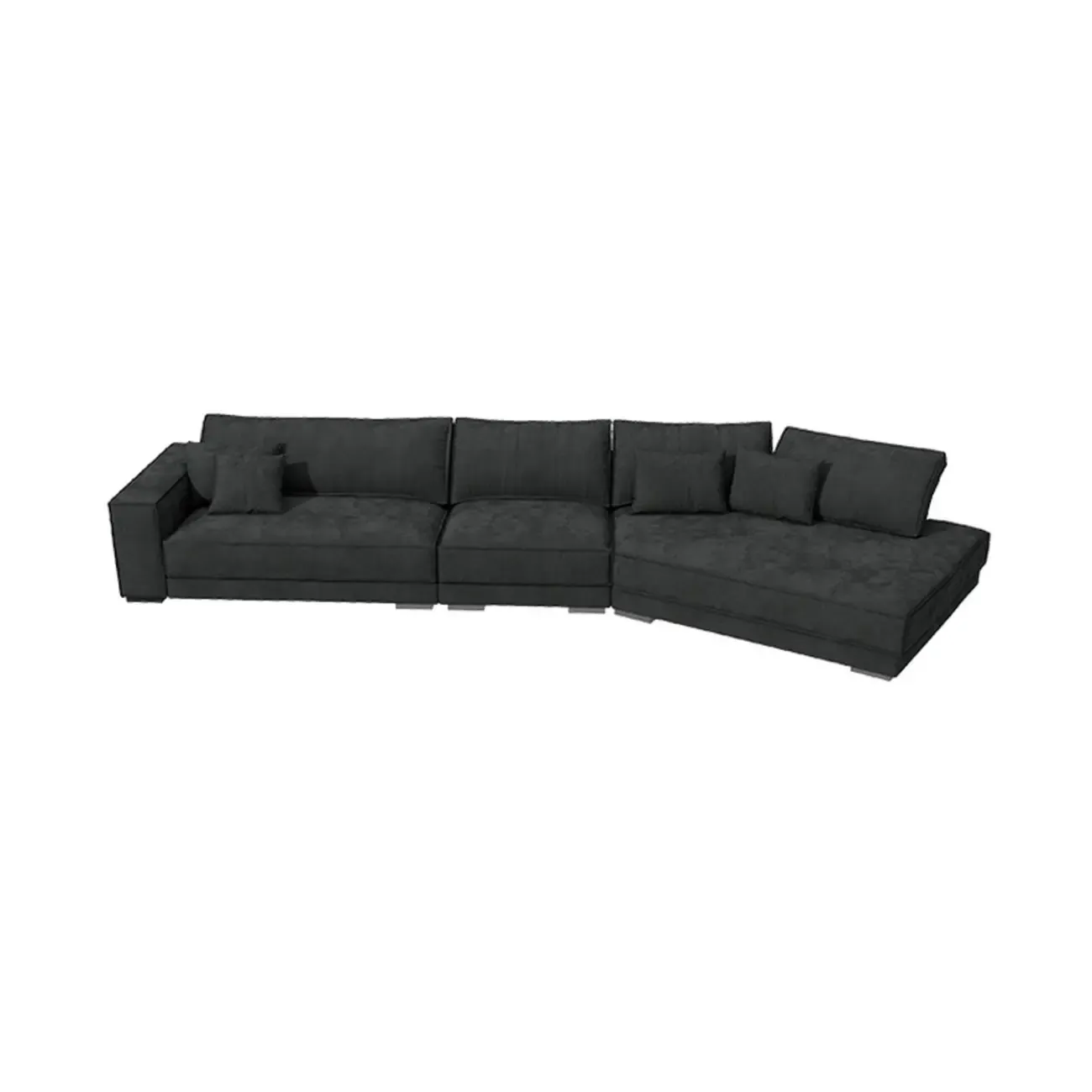 Modern Grey Nappa Sectional Sofa with Pillows for Living Room Image - 13