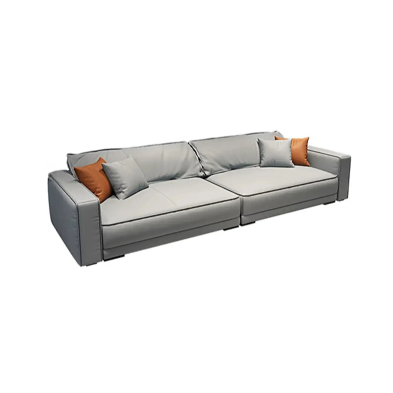 Modern Grey Nappa Sectional Sofa with Pillows for Living Room Image - 14 | homeyfad
