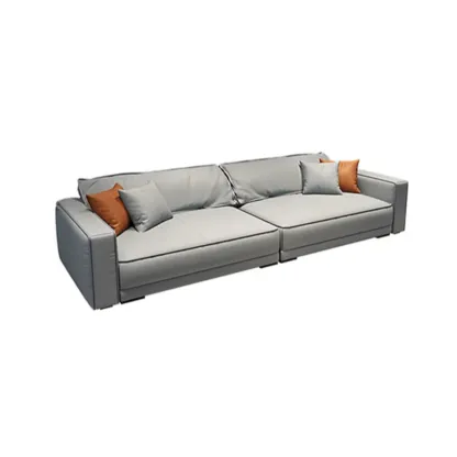 Modern Grey Nappa Sectional Sofa with Pillows for Living Room Image - 14
