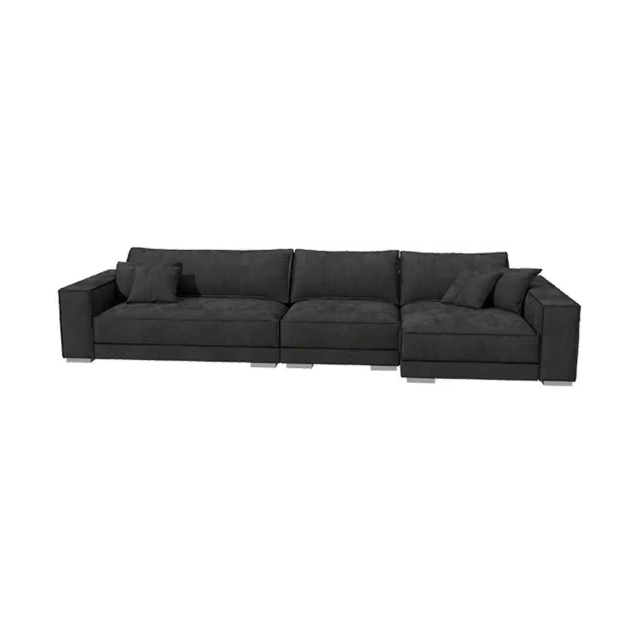 Modern Grey Nappa Sectional Sofa with Pillows for Living Room Image - 15