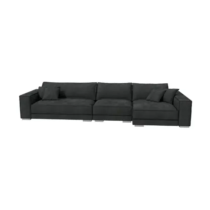Modern Grey Nappa Sectional Sofa with Pillows for Living Room Image - 15