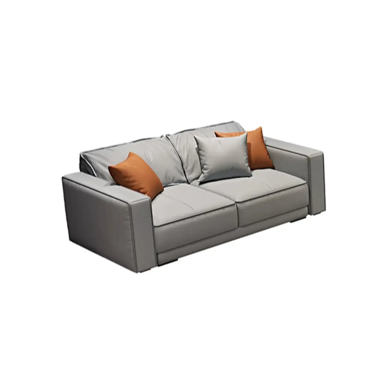 Modern Grey Nappa Sectional Sofa with Pillows for Living Room Image - 17