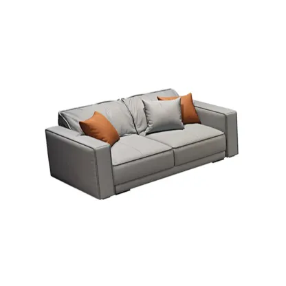 Modern Grey Nappa Sectional Sofa with Pillows for Living Room Image - 17