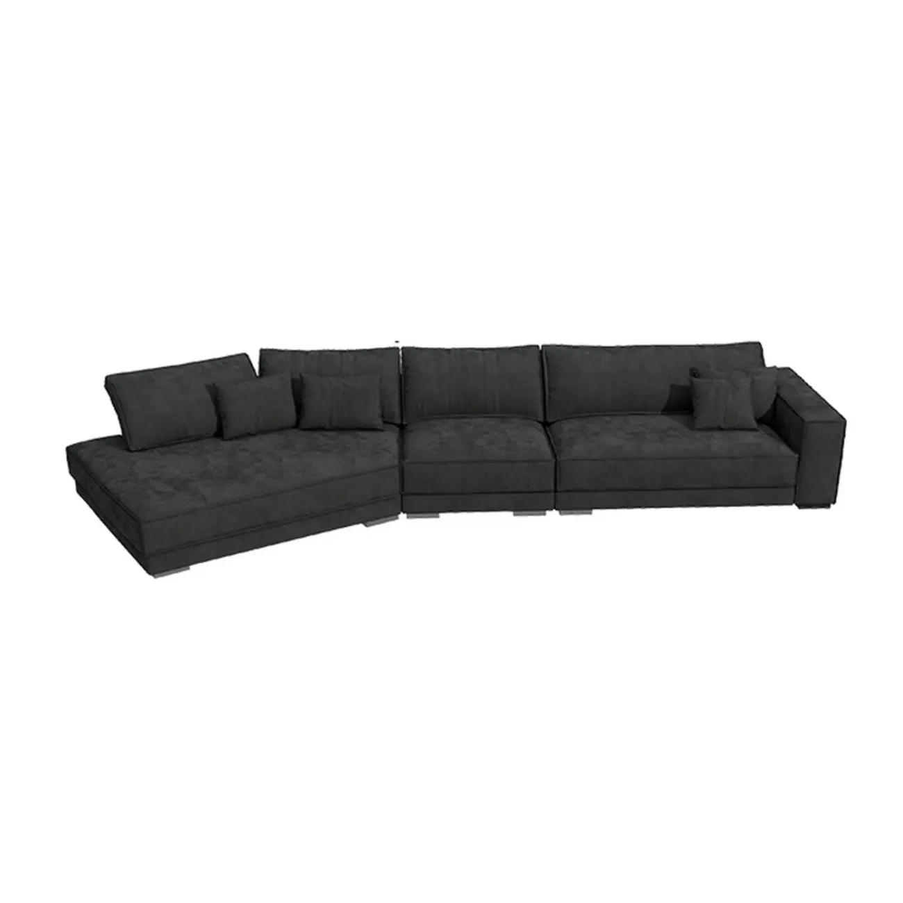 Modern Grey Nappa Sectional Sofa with Pillows for Living Room Image - 19 | homeyfad