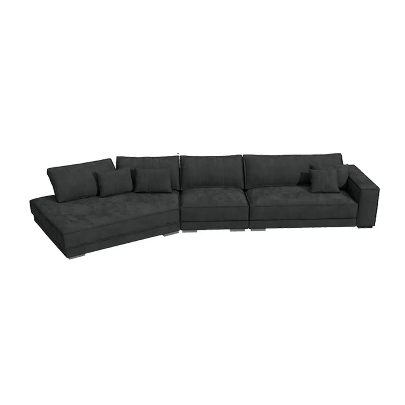 Modern Grey Nappa Sectional Sofa with Pillows for Living Room Image - 19